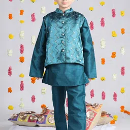Cutiekins Boys Regular Mirror Work Kurta with Pyjamas-picture-47
