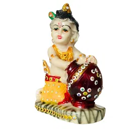 DARIDRA BHANJAN Cream Coloured & Yellow Religious Marble Idol Showpiece image 5