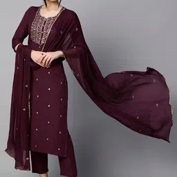 Anni Designer Floral Embroidered Regular Straight Kurta with Trousers & Dupatta-picture-29