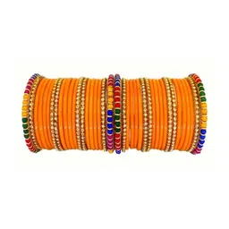 TRIOXY Orange Glass Artificial Stones & Beads Bangle-picture-26
