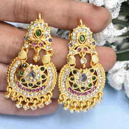 MEIRA JEWELLERY Artificial Stones Studded & Beaded Drop Earrings-picture-38