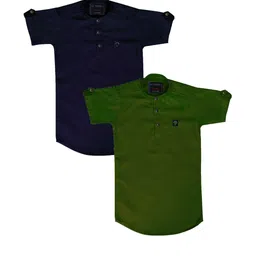 OJ TREND Kids-Boys Navy Blue Kurtas-picture-33