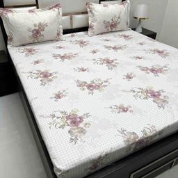 Pure Decor Pink & Cream-Coloured Floral 330 TC Queen Bedsheet with 2 Pillow Covers-picture-28