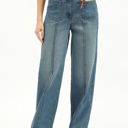 United Colors of Benetton Women Wide Leg High-Rise Light Fade Jeans-image-50