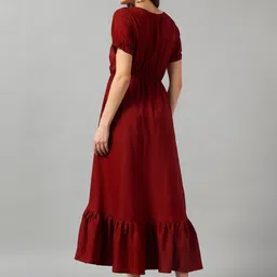 Jash Creation Women Maroon Crepe Solid Anarkali Kurtas image 3