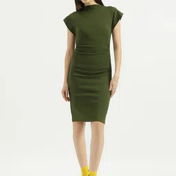 United Colors of Benetton Women Boat Neck Cap Sleeves Bodycon Dress-image-53