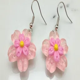SAPRAA TRENDS Silver-Plated Plastic Floral Drop Earrings-picture-24