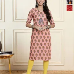 HERE&NOW Women Pack Of 3 Ethnic Motifs Printed Crepe Kurta-picture-34