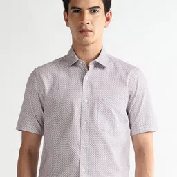 Arrow Geometric Printed Short Sleeves Cotton Formal Shirt-picture-33