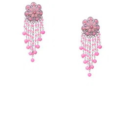 MEIRA JEWELLERY Silver-Plated Artificial Stones Studded Contemporary Drop Earrings-picture-14