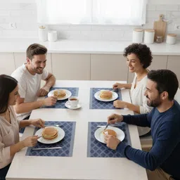 TASKHOUSE 4Pcs Blue & Grey Diamond Patterned Table Placemats-picture-19