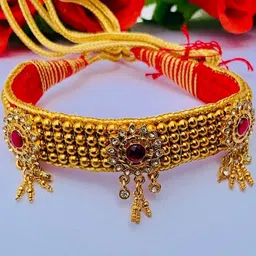 Maruti Rajasthan Gold Plated Artificial Stones Studded & Beaded Statement Necklace-picture-29