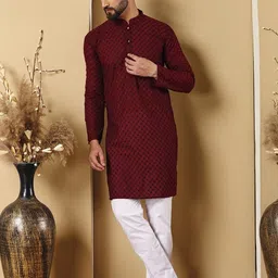 CHIRASVI Men Cotton Solid Straight Kurta-picture-17
