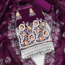 Peachmode Floral Embroidered Unstitched Dress Material-image-61