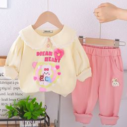 INCLUD Girls Printed Peterpan Collar Sweatshirt With Joggers-picture-31