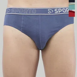 Sporto by Macho Pack Of 4 Cotton Mid-Rise Basic Briefs-picture-26