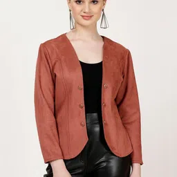 FUTURO Women Washed Suede Crop Open Front Jacket-image-25