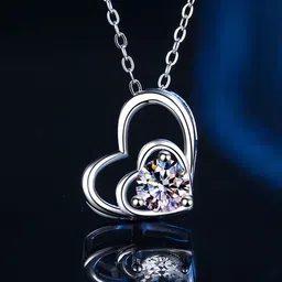 MYKI Silver-Plated Cubic Zirconia Contemporary Pendant with Chain image 3