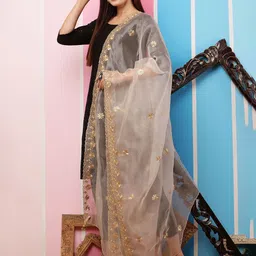 Bunkraft Embroidered Organza Dupatta image 3