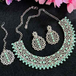 VATSALYA creation Alloy Gold- plated Green Jewellery Set-image-55