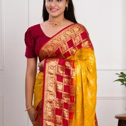 KCPC BANDHANI Yellow Art Silk Sarees image 3