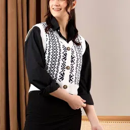 NOWI Women Fair Isle Printed Woollen Sweater Vest image 5