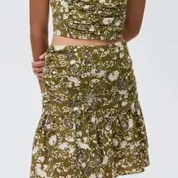 MANGO Abstract Printed Ruched Flared Mini Skirt-picture-4