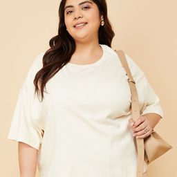 max Women Plus Size Solid Round Neck Cotton Oversized T-shirt-picture-35