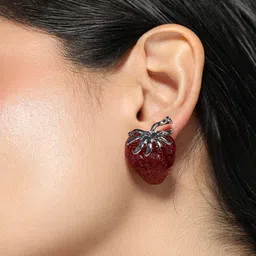 SOHI The Strawberry Silver-Plated Stud Earrings image 4