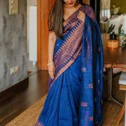 TheWonderWorld Woven Design Zari Ikat Saree With An Unstitched Blouse Piece-picture-27