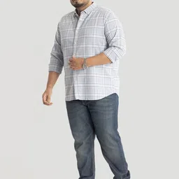 Snitch Men Plus Size Classic Button-Down Collar Tartan Checked Cotton Casual Shirt image 5