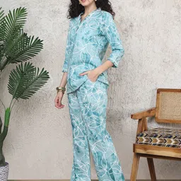 Claura Printed Pure Cotton Top With Trouser Co-Ords image 3
