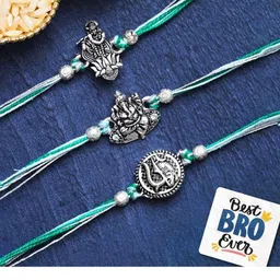 eCraftIndia Set Of 3 Rakhi With Roli Rice & Best Bro Ever Fridge Magnet image 1