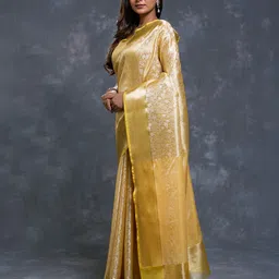 PALLU PATARI Ethnic Motifs Woven Design Tissue Banarasi Saree image 3