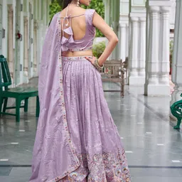 LeeliPeeri Designer Embroidered Ready To Wear Lehenga & Unstitched Blouse With Dupatta image 4