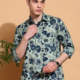 FUBAR Floral Printed Long Sleeves Slim Fit Cotton Shirt-picture-22