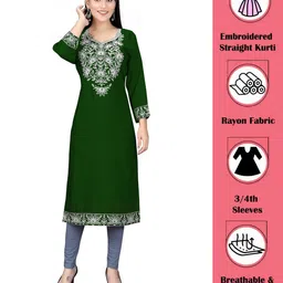 PU FASHION Floral Embroidered Sweatheart Neck Straight Kurta-image-43