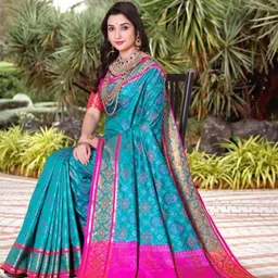AKSH FASHION Blue Silk Blend Sarees-picture-10