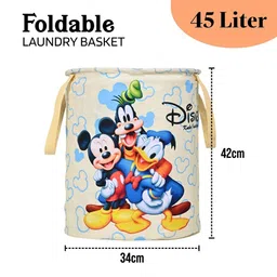 YK 3Pc Cream-Coloured Disney Printed Foldable Laundry Bag With Handles image 5