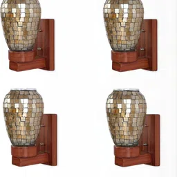 1ST TIME Pack of 4 Black & Gold-Toned Glass Traditional Cylinder Shaped Wall Lamps-picture-48