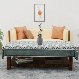 Kuber Industries Grey & White Printed Velvet Sofa Cover image 4