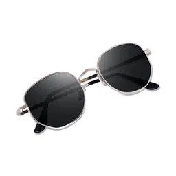 SPADEACES Unisex Black Lens & Silver-Toned Square Sunglasses with image 4