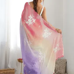 SILKWEAR Embellished Sequinned Pure Georgette Saree image 3