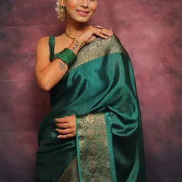 Aman's Impero Woven Design Zari Saree With Unstitched Blouse Piece-picture-19