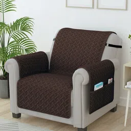 Story@home Brown Self Design Microfiber 1 Seater Sofa Cover With Arms-image-64