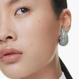 SWAROVSKI Rhodium-Plated Crystals Stone-Studded Half Hoop Earrings image 2