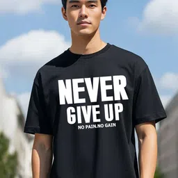 MaverIQ Men Typography Printed Oversized Round Neck T-shirt-picture-21