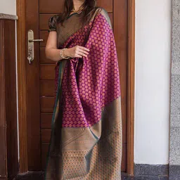Sanwariya Silk Woven Design Zari Silk Blend Kanjeevaram Saree-picture-53