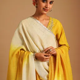 JAYPORE Dyed Cotton Silk Dupatta with Sequinned image 5