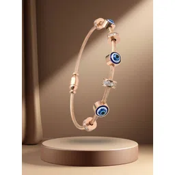 RKB Sales Women Cubic Zirconia Antique Rose Gold-Plated Kada Bracelet-picture-35